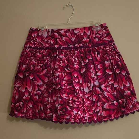 Kika Vargas Women's size 6‎ Hot pink Floral Mock Wrap Zip Mini Skirt pockets - Picture 4 of 8